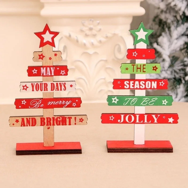 Christmas Decorations Wooden Diy Mini English Alphabet Christmas Tree Desktop Office Decorations