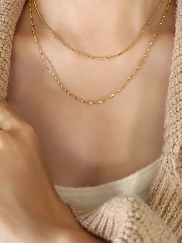Glam Lady Solid Color 304 Stainless Steel Layered Necklaces
