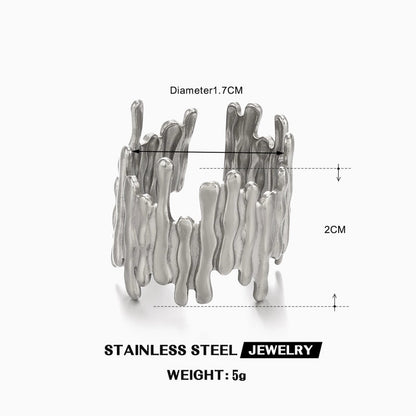 Funny Classic Style Irregular 304 Stainless Steel 18K Gold Plated Open Rings