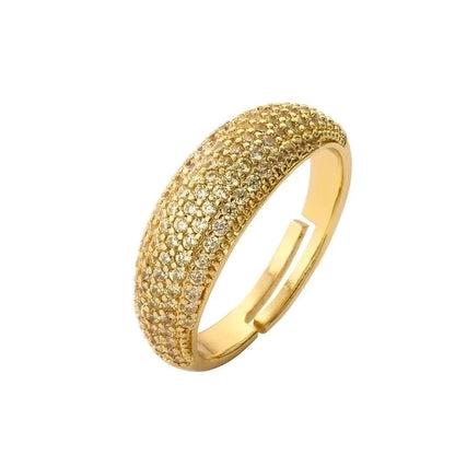 Luxurious Geometric Copper Gold Plated Zircon Open Ring In Bulk