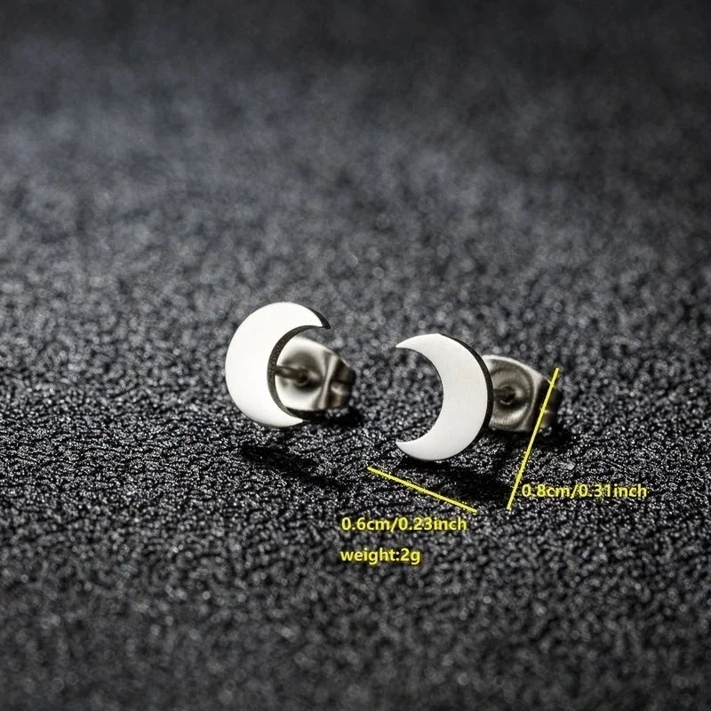 1 Pair Minimalist Classic Style Round Star Moon Hollow Out 304 Stainless Steel 18K Gold Plated Ear Studs