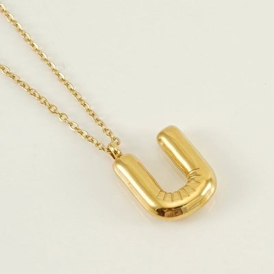 304 Stainless Steel 18K Gold Plated Casual Cute Plating Letter Titanium Steel Pendant Necklace