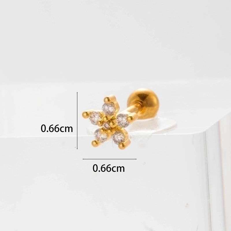 Ear Cartilage Rings & Studs Flower 316L Stainless Steel Copper Inlaid Zircon