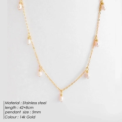 Elegant Solid Color Stainless Steel Imitation Pearl Plating Necklace