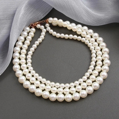 Fashion Round Artificial Pearl Women\'s Necklace 1 Piece