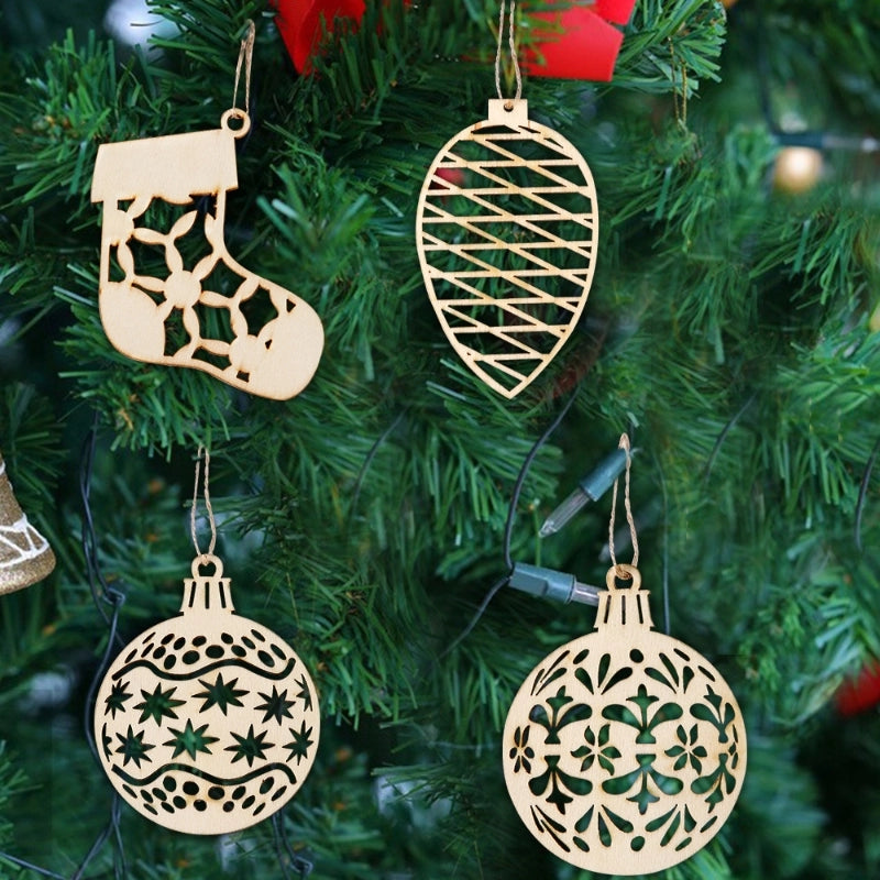 Christmas Minimalist Geometric Wood Party Hanging Ornaments