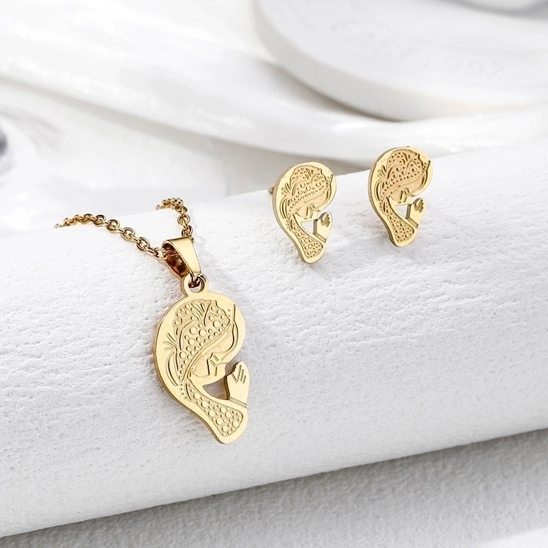 Vintage Style Geometric 304 Stainless Steel 18K Gold Plated Plating Earrings Necklace