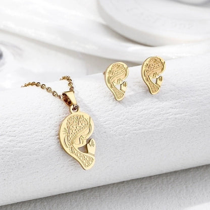 Vintage Style Geometric 304 Stainless Steel 18K Gold Plated Plating Earrings Necklace