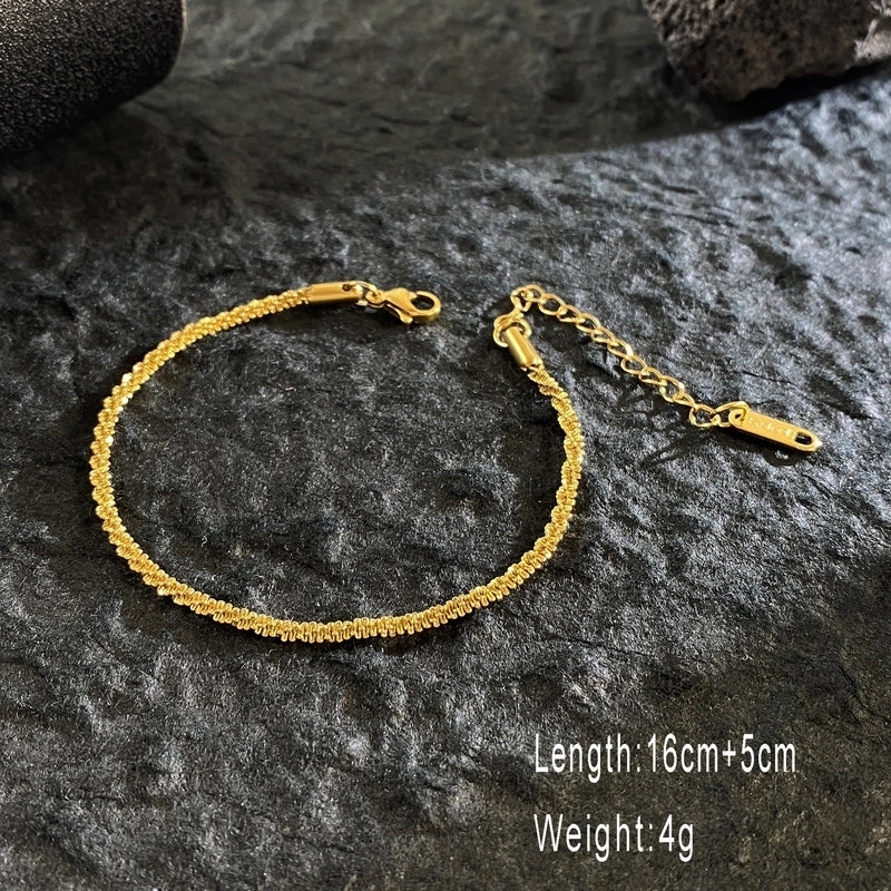 Minimalist Heart Shape Solid Color Titanium Steel 18K Gold Plated Bracelets In Bulk