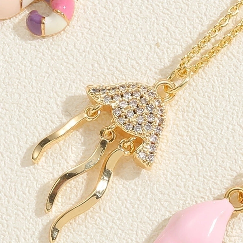 Beach Commute Starfish Copper 14k Gold Plated Zircon Pendant Necklace In Bulk