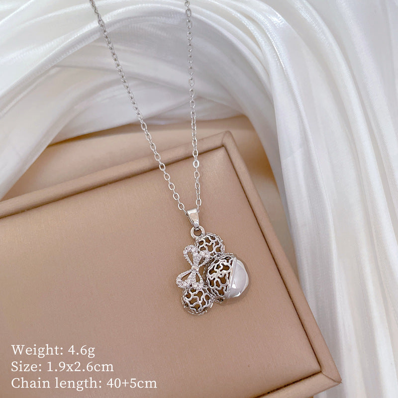 Minimalist Geometric Titanium Steel Diamond Inlay Necklaces