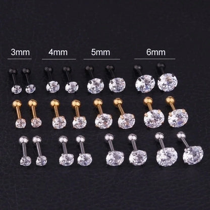 Ear Cartilage Rings & Studs Fashion Geometric 316L Stainless Steel Inlaid Zircon
