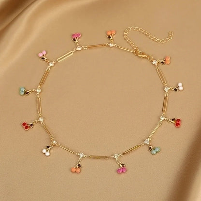 2 Pieces Fashion Devil\'s Eye Butterfly Beaded Copper Gold Plated Necklace In Bulk