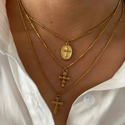 Minimalist Cross 316L Stainless Steel Plating Pendant Necklace