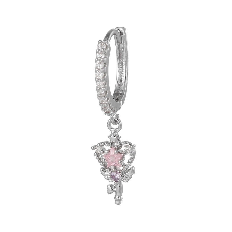 1 Piece Fashion Snake Butterfly Inlaid Zircon Brass Zircon 18K Gold Plated Drop Earrings