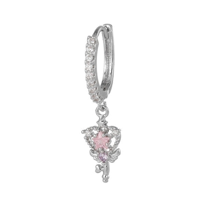 1 Piece Fashion Snake Butterfly Inlaid Zircon Brass Zircon 18K Gold Plated Drop Earrings