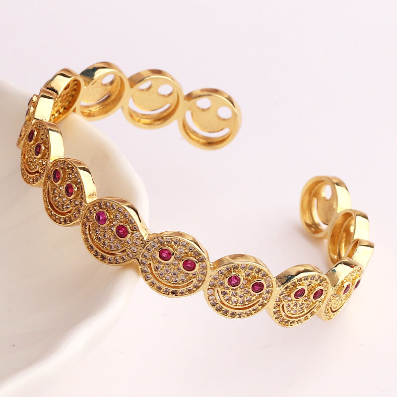 Expressive Smile Zircon Electroplating Bangles