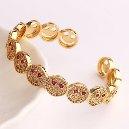 Expressive Smile Zircon Electroplating Bangles
