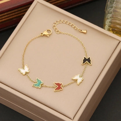 Stainless Steel 18K Gold Plated IG Style Animal Butterfly Bracelets Earrings Necklace