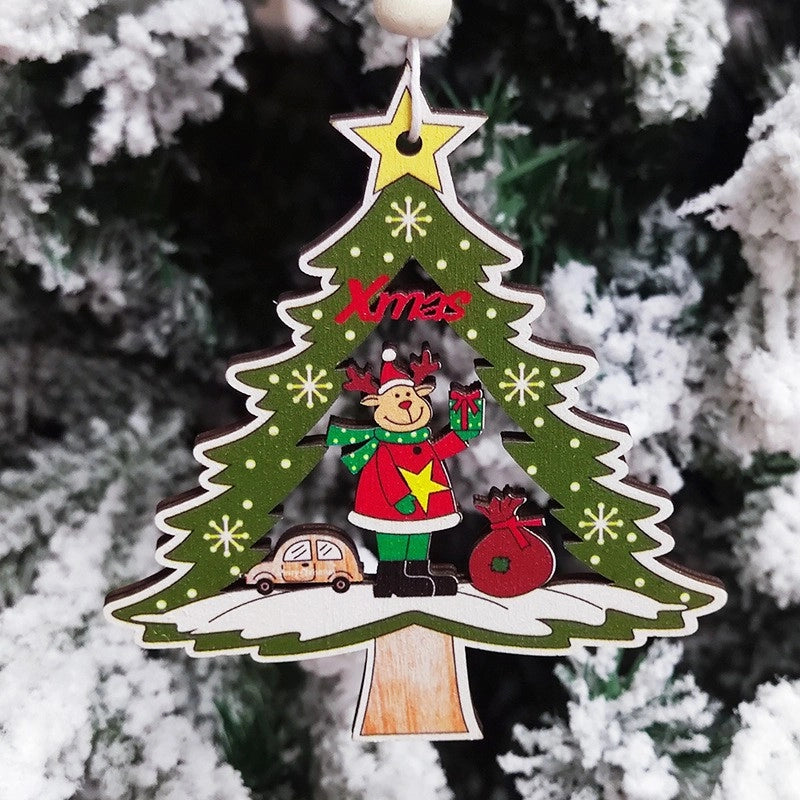 Cross-border Christmas Decorations Christmas Tree Pendant Snowflake Hanging Ball Pine Cone Gift Bag Christmas Old Man Small Drum Butterfly