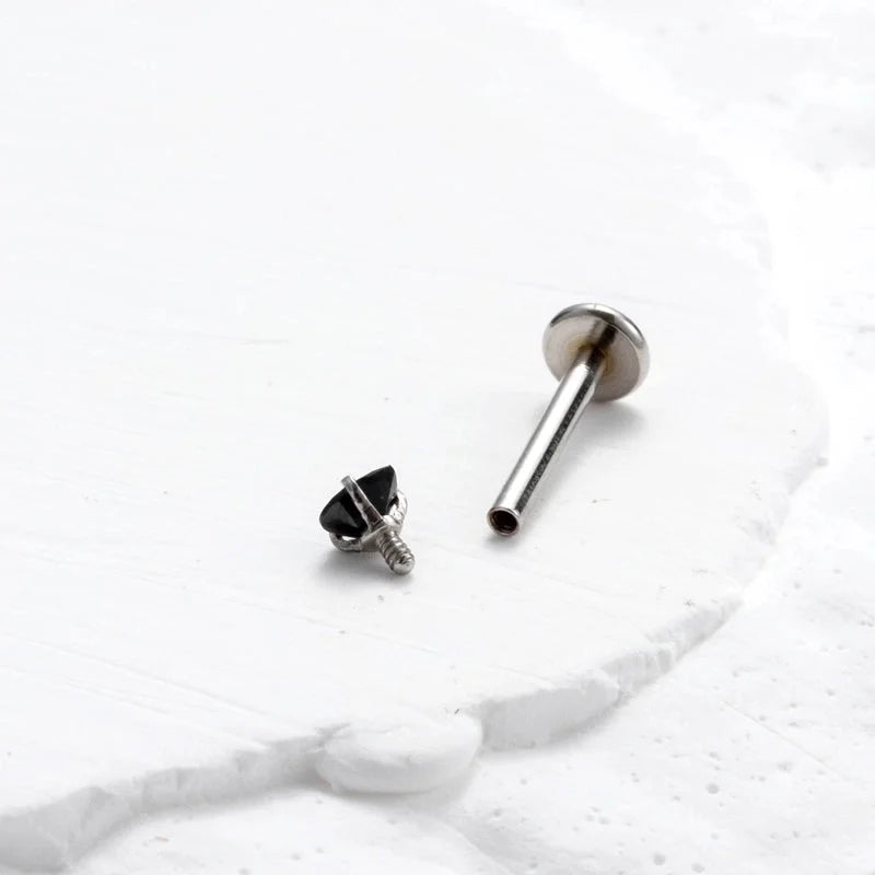 1 Piece Ear Cartilage Rings & Studs Korean Style Heart Shape 316L Stainless Steel Plating Inlay Zircon