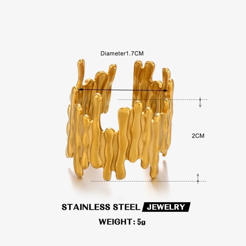 Funny Classic Style Irregular 304 Stainless Steel 18K Gold Plated Open Rings