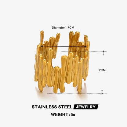 Funny Classic Style Irregular 304 Stainless Steel 18K Gold Plated Open Rings