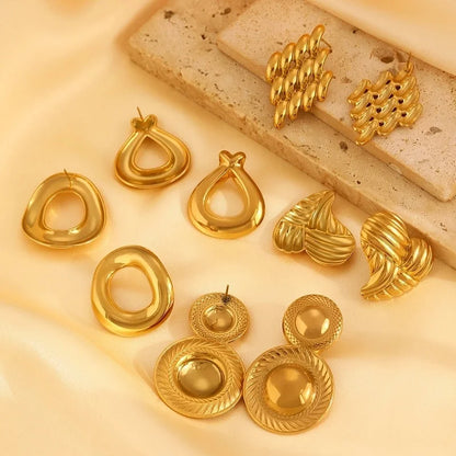 1 Pair Retro Solid Color Plating 304 Stainless Steel Stainless Steel Earrings