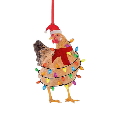 Christmas Cute Chicken Wood Party Hanging Ornaments