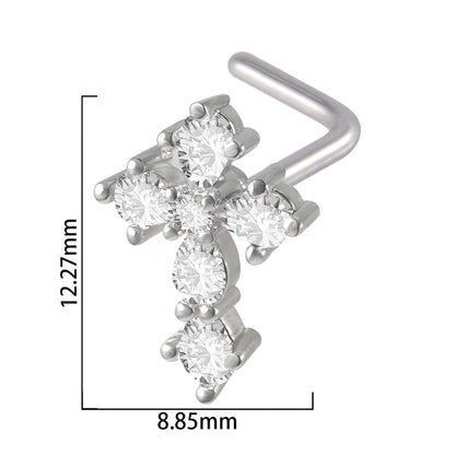 2 Pieces Nose Rings & Studs Streetwear Moon Heart Shape Butterfly 304 Stainless Steel Copper Zircon Inlay Zircon