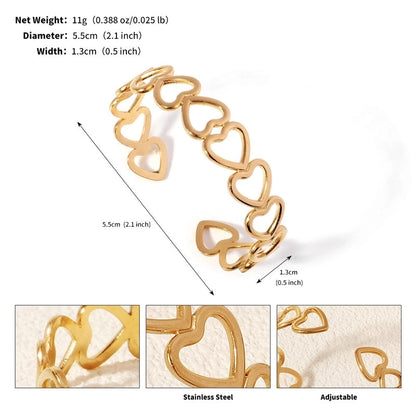 Modern Style Geometric Plant 304 Stainless Steel 18K Gold Plated Bangle In Bulk