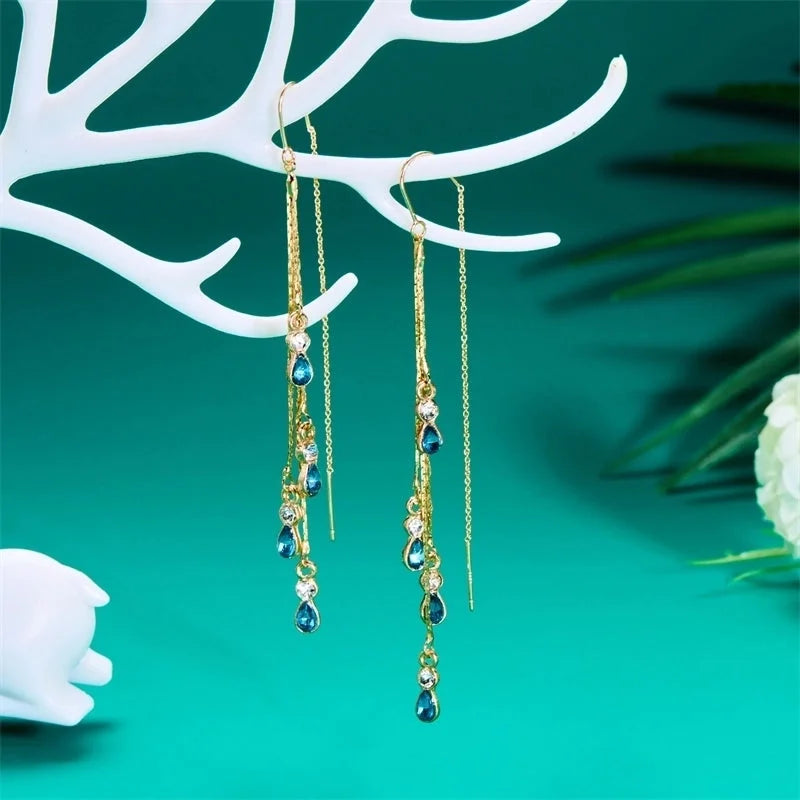 1 Pair Elegant Lady Water Droplets Alloy Copper Drop Earrings
