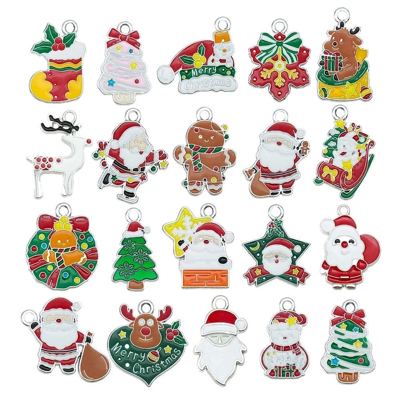 20 PCS/Package 50 PCS/Package 10-30mm Alloy Christmas Tree Snowman Snowflake Pendant Jewelry Accessories