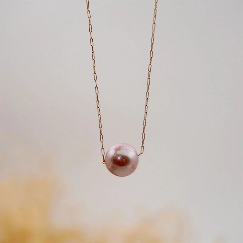 Minimalist Round Pearl Titanium Steel Necklace