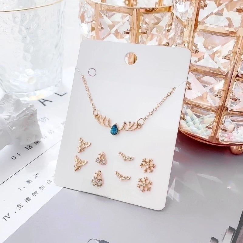 New Crystal Christmas Clavicle Chain Alloy Short Necklace Earring Set