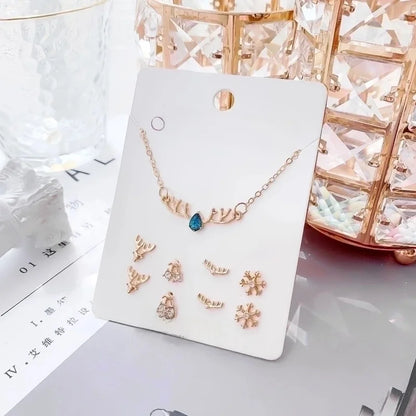 New Crystal Christmas Clavicle Chain Alloy Short Necklace Earring Set