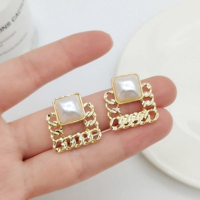 Minimalist Heart Shape Flower Resin Inlay Artificial Pearls Rhinestones Drop Earrings 1 Pair
