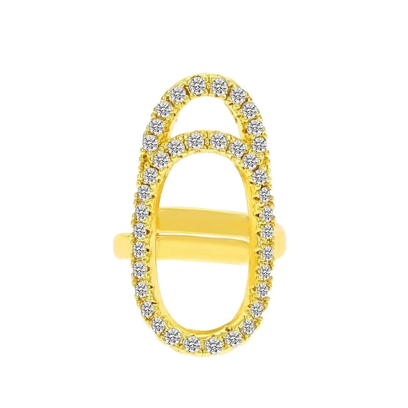 Fashion Geometric Copper Rings Hollow Out Artificial Gemstones Copper Rings