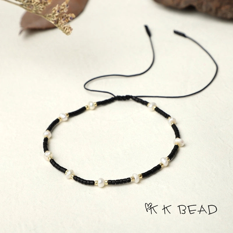 1 Piece Minimalist Color Block Freshwater Pearl Glass Beaded Bracelets