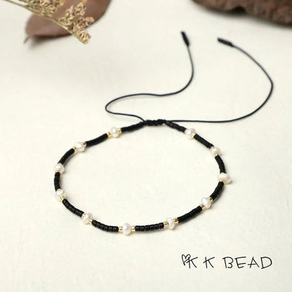 1 Piece Minimalist Color Block Freshwater Pearl Glass Beaded Bracelets