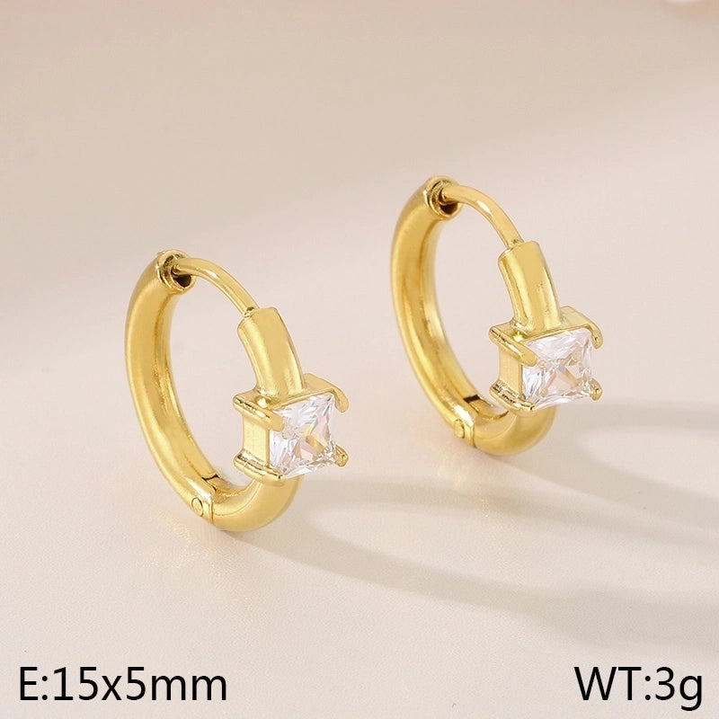 1 Pair Minimalist Commute Geometric 304 Stainless Steel 18K Gold Plated Earrings