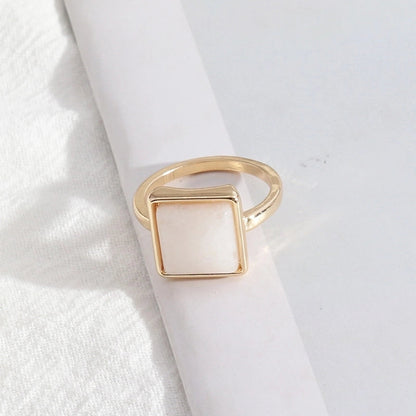 2 Pieces Minimalist Square Alloy Plating Inlay Natural Stone Women\'s Rings