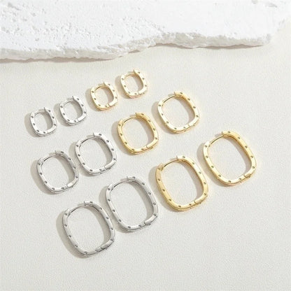 1 Pair Cute Minimalist Commute Square Plating Inlay Copper Zircon 14k Gold Plated White Gold Plated Hoop Earrings