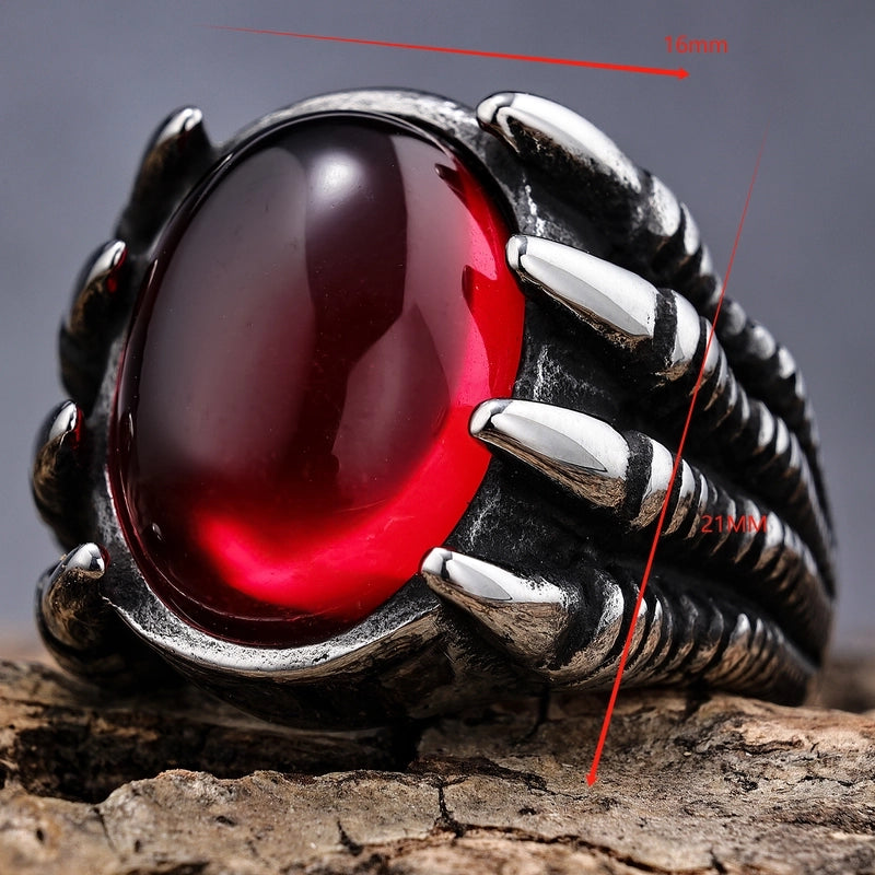 Retro Punk Oval 304 Stainless Steel Polishing Inlay Artificial Gemstones Halloween Men'S Rings