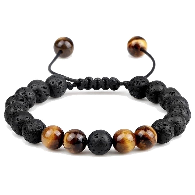 Casual Minimalist Round Volcanic Rock Tiger Eye Beaded Bracelets