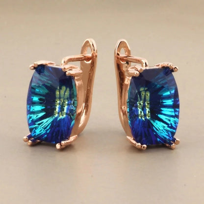 1 Pair Minimalist Classic Style Solid Color Inlay Copper Artificial Gemstones Earrings