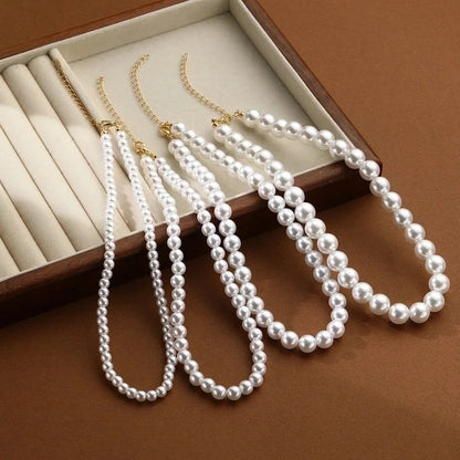 Elegant Lady Round Artificial Pearl Imitation Pearl Metal Choker