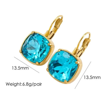 3 Pairs Retro Roman Style Geometric Plating Inlay 304 Stainless Steel Zircon 14K Gold Plated Drop Earrings