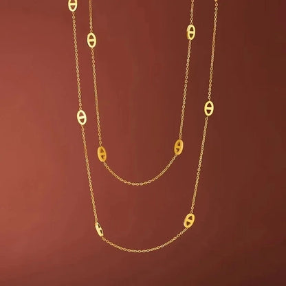 Elegant Classic Style Pig Nose Titanium Steel 18K Gold Plated Bracelets Necklace