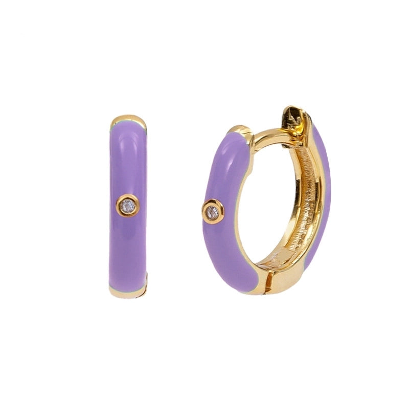 Minimalist Star Heart Shape Eye Copper Drop Earrings Epoxy Gold Plated Zircon Copper Earrings